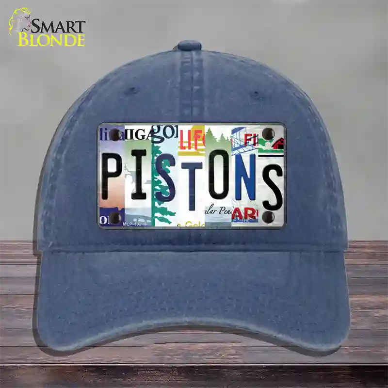 Pistons Strip Art Novelty License Plate Hat Tag Unconstructed Cotton / Navy