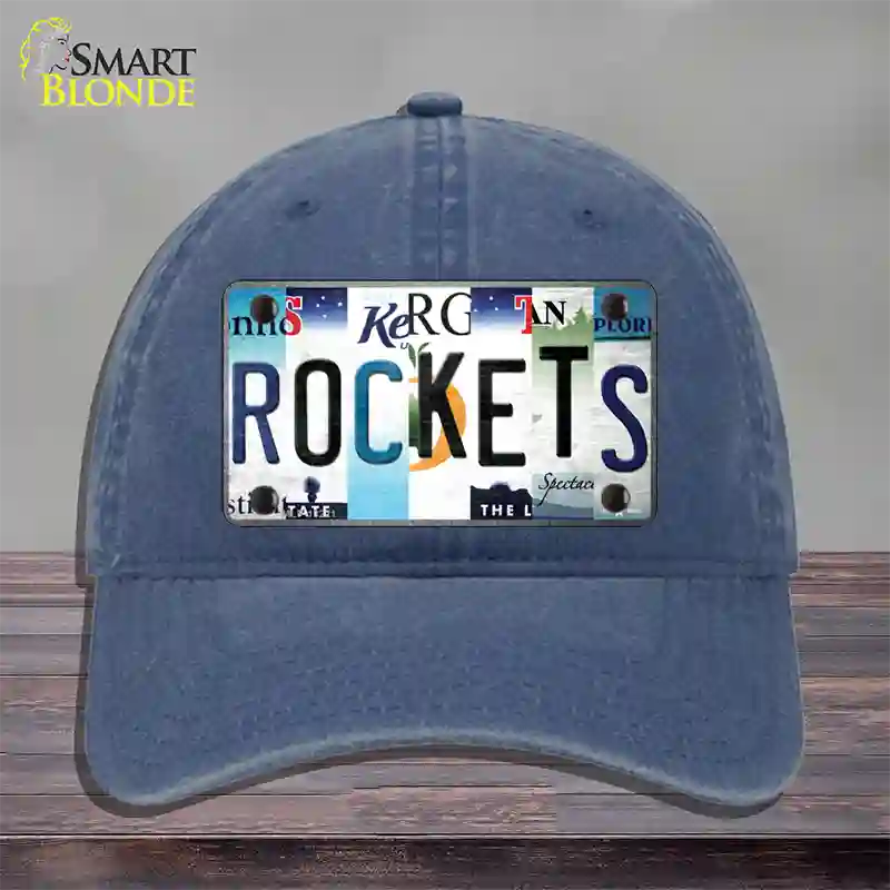 Rockets Strip Art Novelty License Plate Hat Tag Unconstructed Cotton / Navy