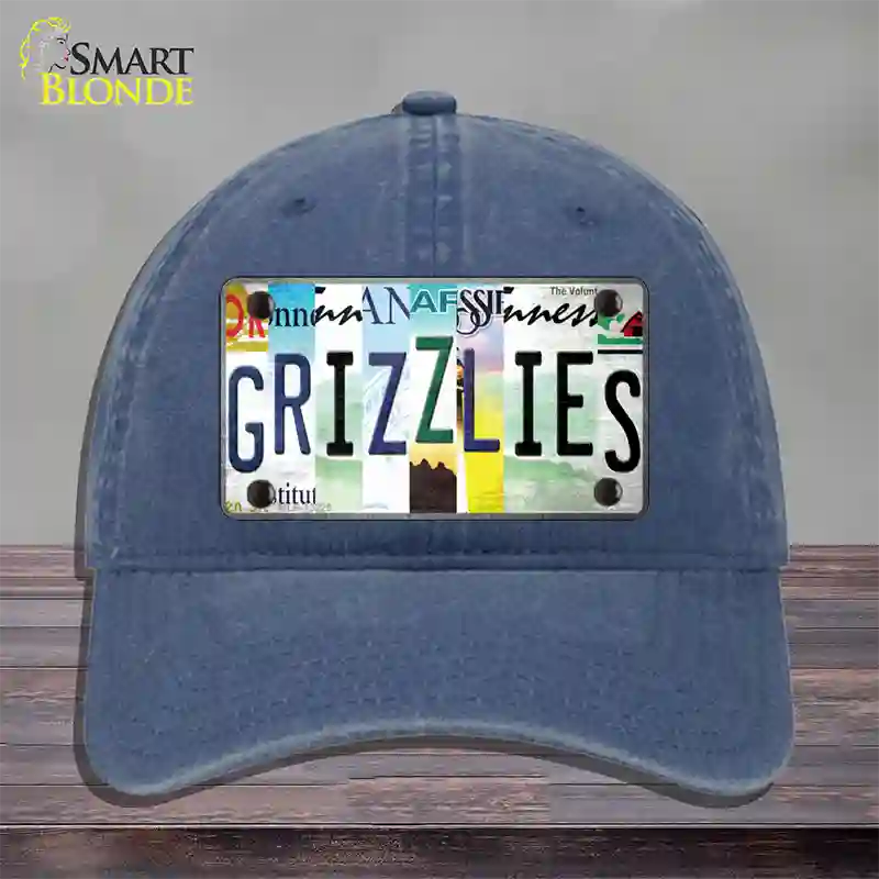 Grizzlies Strip Art Novelty License Plate Hat Tag Unconstructed Cotton / Navy