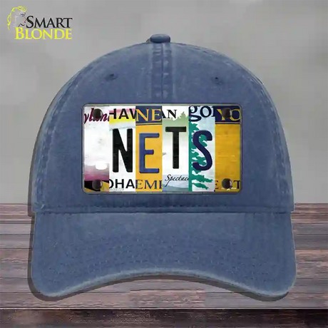 Nets Strip Art Novelty License Plate Hat Tag Unconstructed Cotton / Navy