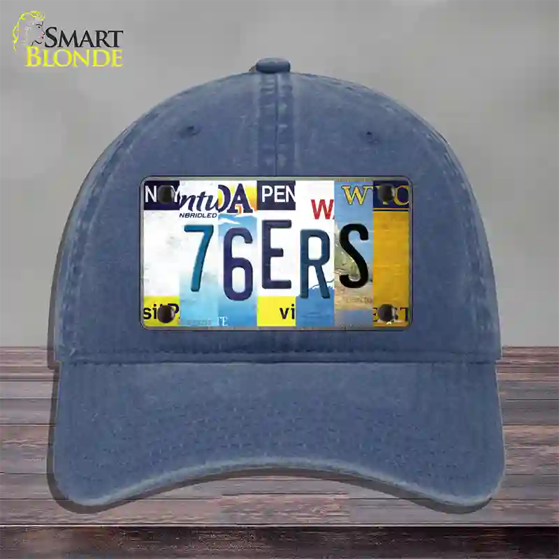 76ers Strip Art Novelty License Plate Hat Tag Unconstructed Cotton / Navy