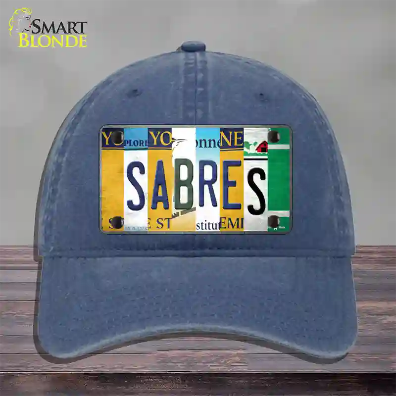 Sabres Strip Art Novelty License Plate Hat Tag Unconstructed Cotton / Navy