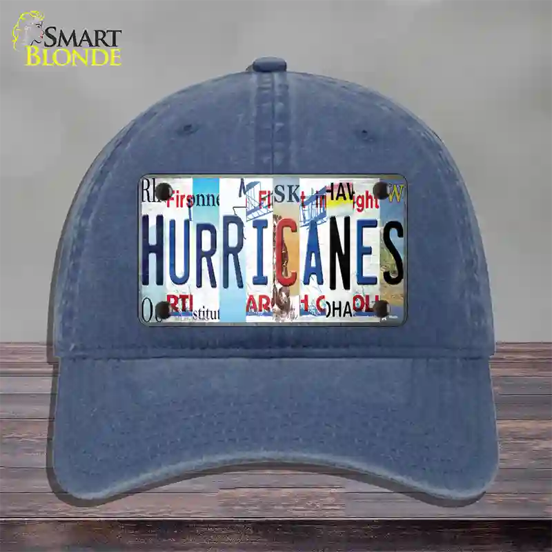 Hurricanes Strip Art Novelty License Plate Hat Tag Unconstructed Cotton / Navy