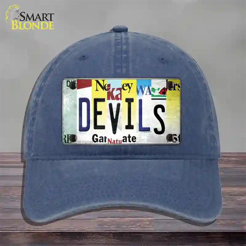 Devils Strip Art Novelty License Plate Hat Tag Unconstructed Cotton / Navy