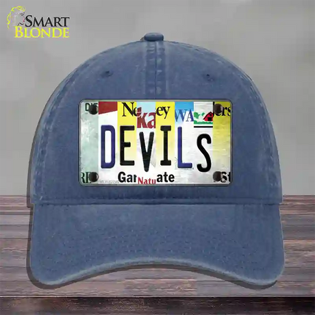 Devils Strip Art Novelty License Plate Hat Tag Unconstructed Cotton / Navy