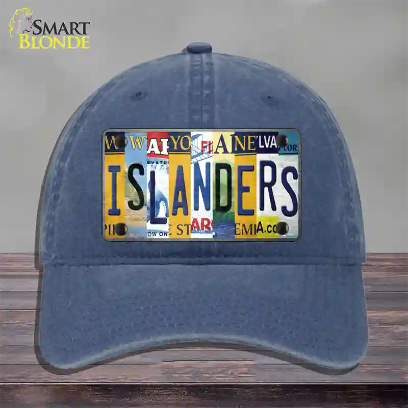 Islanders Strip Art Novelty License Plate Hat Tag Unconstructed Cotton / Navy