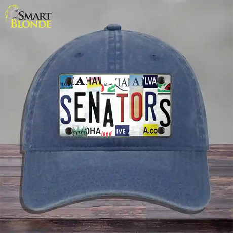 Senators Strip Art Novelty License Plate Hat Tag Unconstructed Cotton / Navy