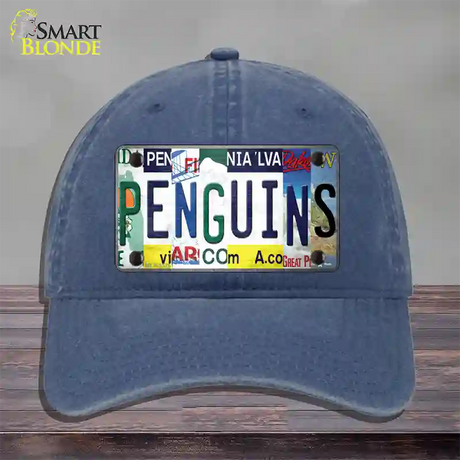 Penguins Strip Art Novelty License Plate Hat Tag Unconstructed Cotton / Navy