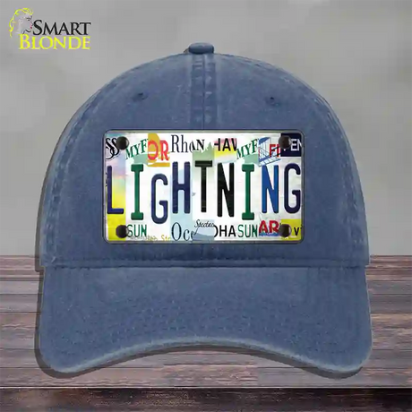 Lightning Strip Art Novelty License Plate Hat Tag Unconstructed Cotton / Navy