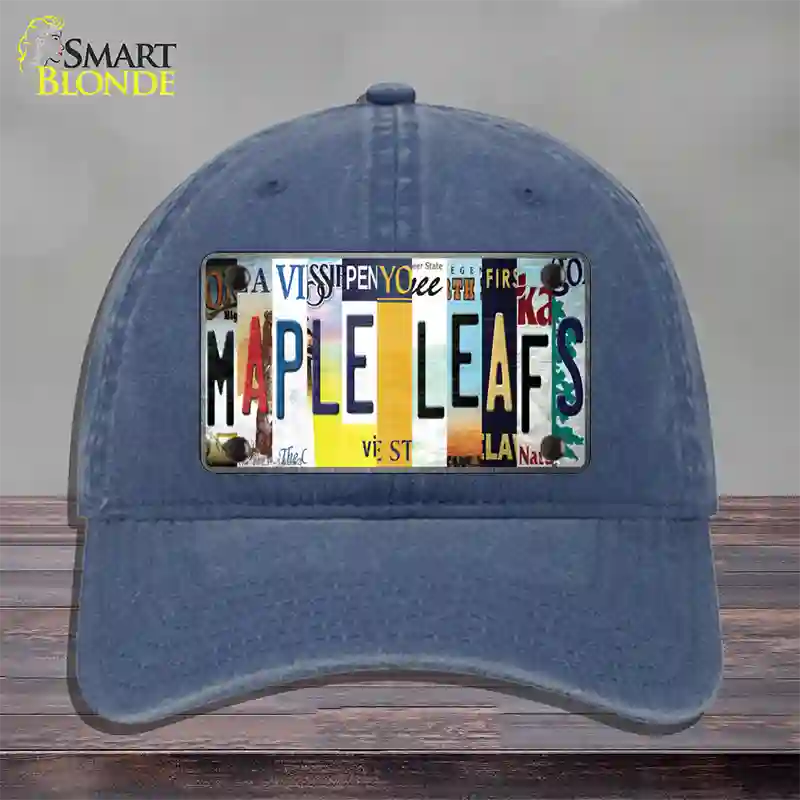 Maple Leafs Strip Art Novelty License Plate Hat Tag Unconstructed Cotton / Navy