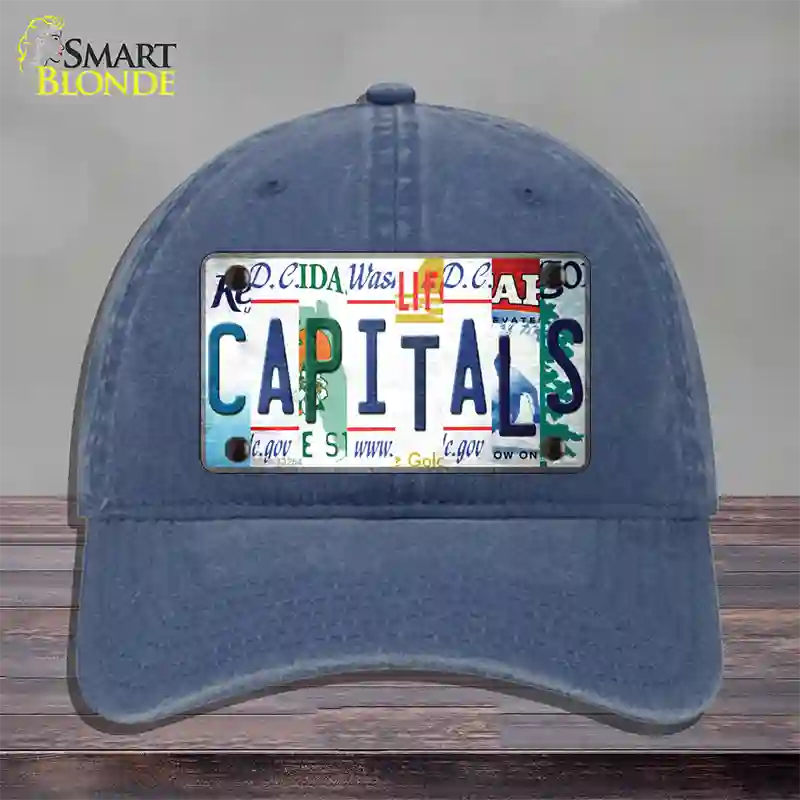 Capitals Strip Art Novelty License Plate Hat Tag Unconstructed Cotton / Navy