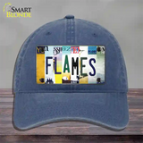 Flames Strip Art Novelty License Plate Hat Tag Unconstructed Cotton / Navy