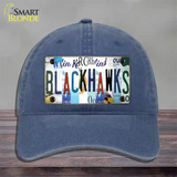 Blackhawks Strip Art Novelty License Plate Hat Tag Unconstructed Cotton / Navy