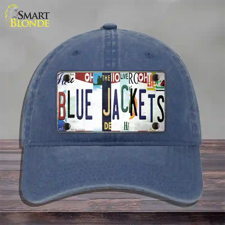 Blue Jackets Strip Art Novelty License Plate Hat Tag Unconstructed Cotton / Navy