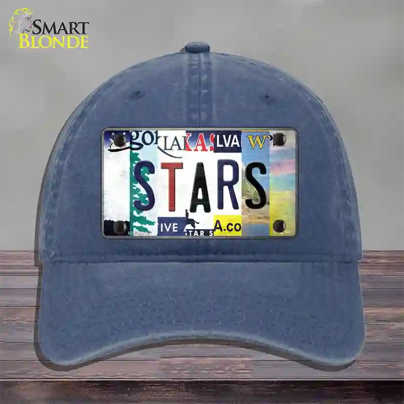 Stars Strip Art Novelty License Plate Hat Tag Unconstructed Cotton / Navy