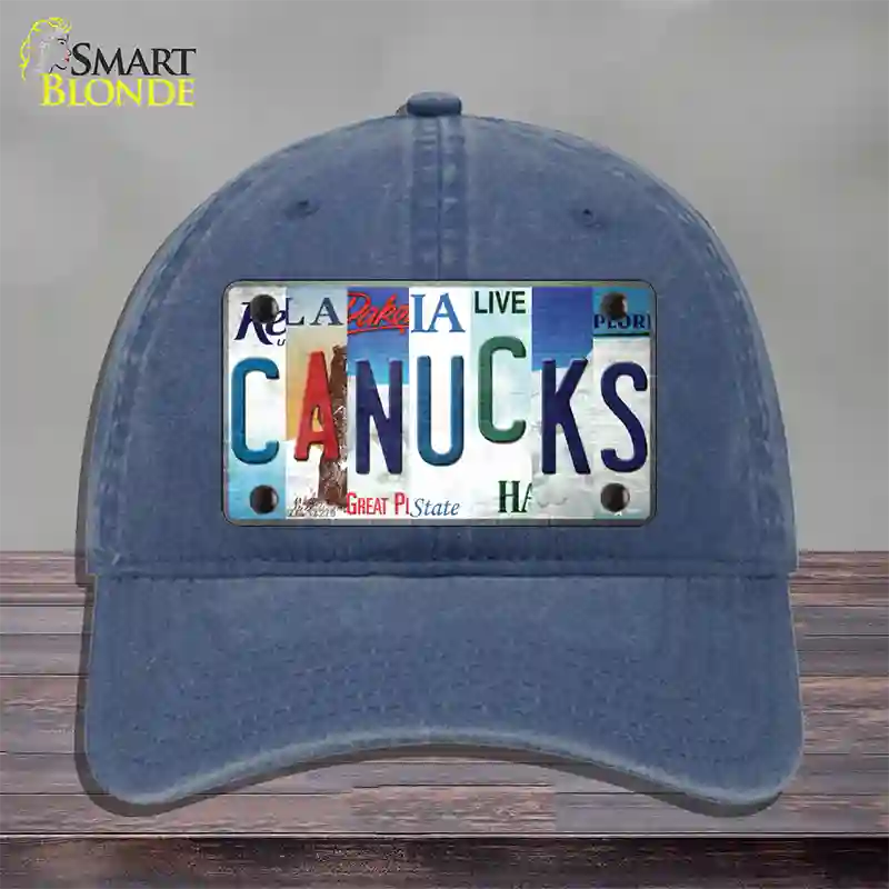 Canucks Strip Art Novelty License Plate Hat Tag Unconstructed Cotton / Navy