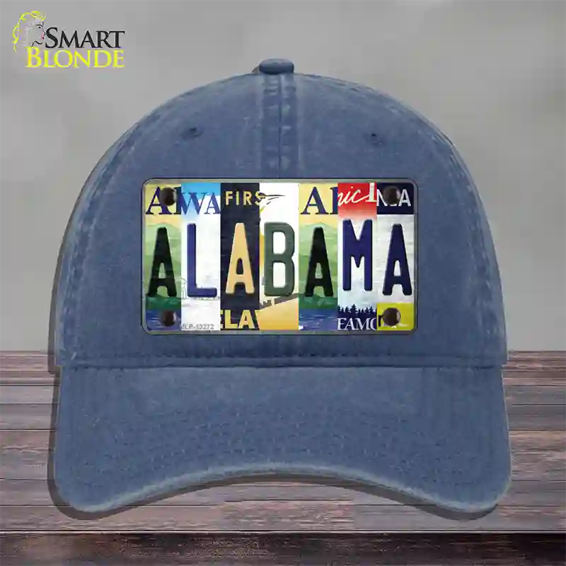 Alabama Strip Art Novelty License Plate Hat Tag Unconstructed Cotton / Navy