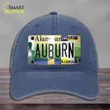 Auburn Strip Art Novelty License Plate Hat Tag Unconstructed Cotton / Navy