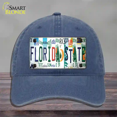 Florida State Strip Art Novelty License Plate Hat Tag Unconstructed Cotton / Navy