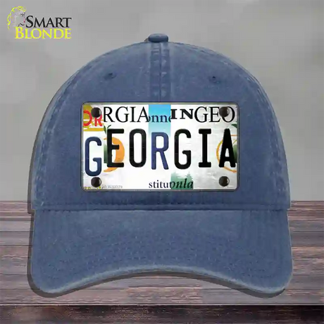 Georgia Strip Art Novelty License Plate Hat Tag Unconstructed Cotton / Navy