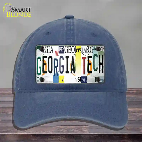 Georgia Tech Strip Art Novelty License Plate Hat Tag Unconstructed Cotton / Navy