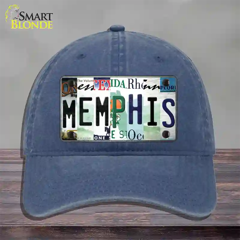 Memphis Strip Art Novelty License Plate Hat Tag Unconstructed Cotton / Navy