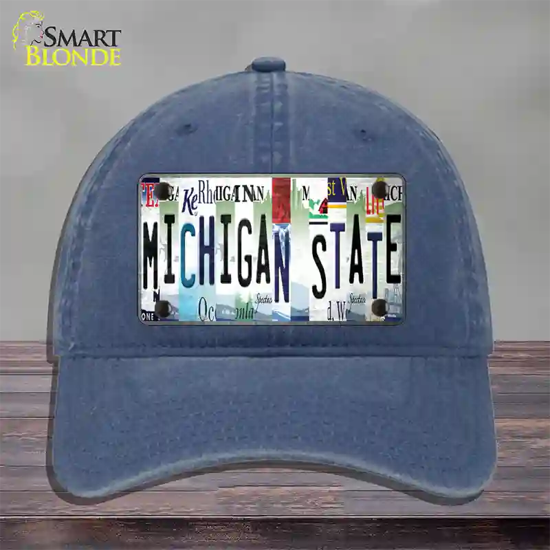 Michigan State Strip Art Novelty License Plate Hat Tag Unconstructed Cotton / Navy