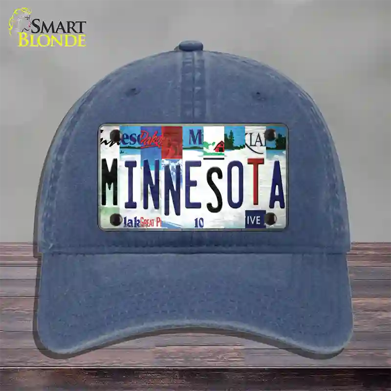 Minnesota Strip Art Novelty License Plate Hat Tag Unconstructed Cotton / Navy