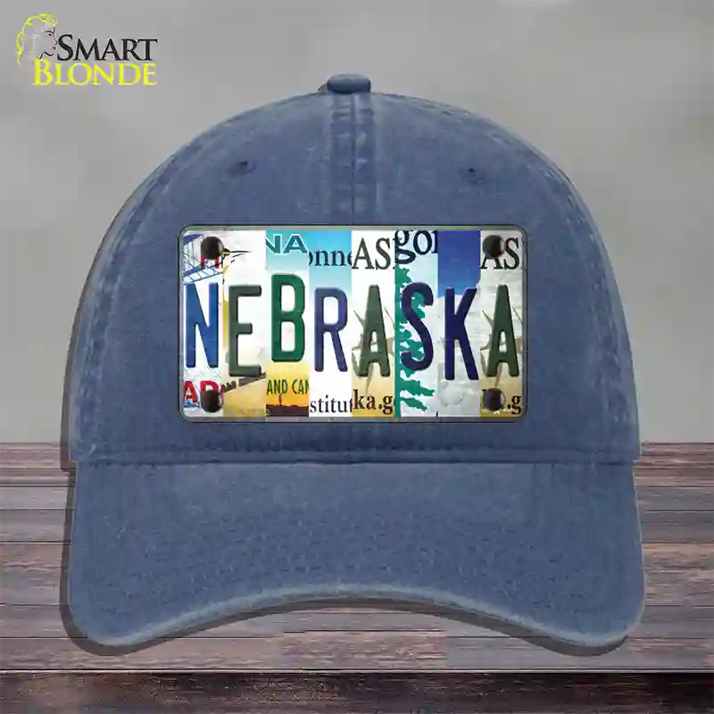 Nebraska Strip Art Novelty License Plate Hat Tag Unconstructed Cotton / Navy