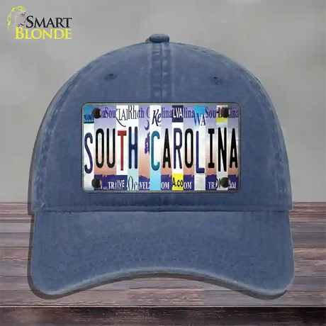 South Carolina Strip Art Novelty License Plate Hat Tag Unconstructed Cotton / Navy