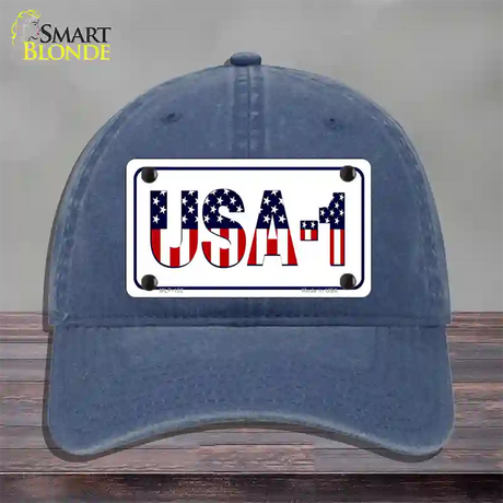 USA 1 Novelty License Plate Hat Unconstructed Cotton / Navy