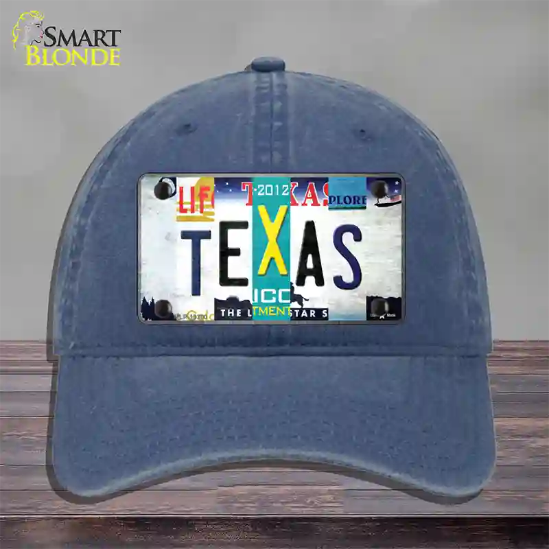 Texas Strip Art Novelty License Plate Hat Tag Unconstructed Cotton / Navy