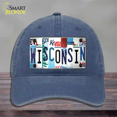 Wisconsin Strip Art Novelty License Plate Hat Tag Unconstructed Cotton / Navy