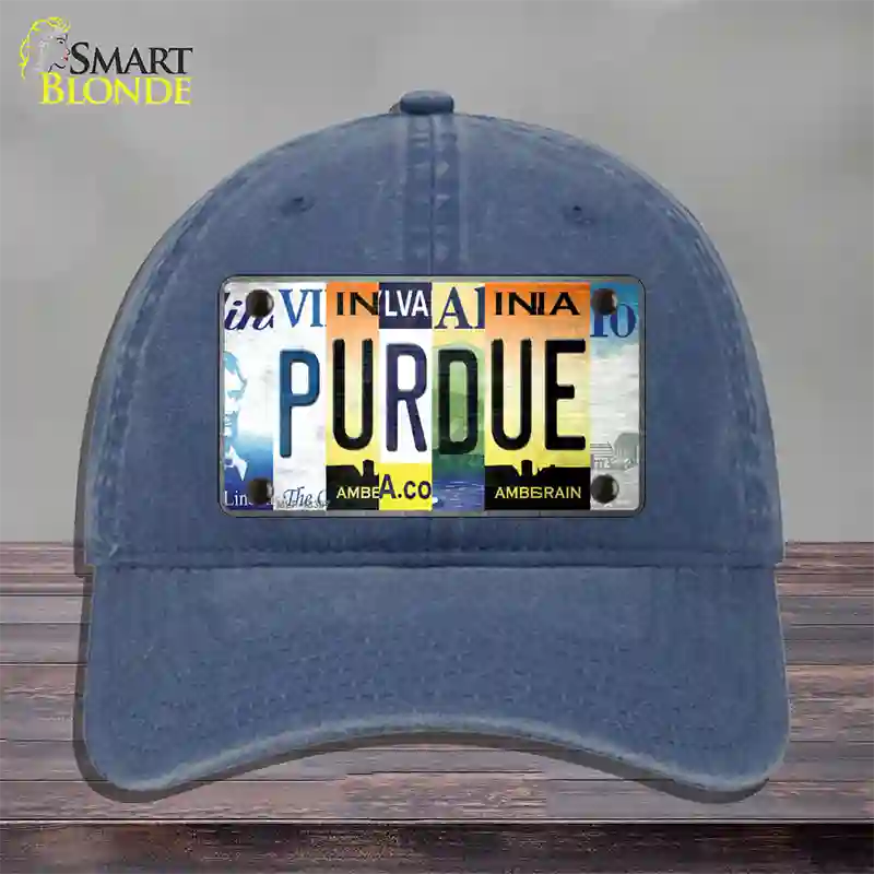 Purdue Strip Art Novelty License Plate Hat Tag Unconstructed Cotton / Navy