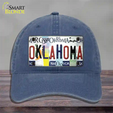 Oklahoma Strip Art Novelty License Plate Hat Tag Unconstructed Cotton / Navy