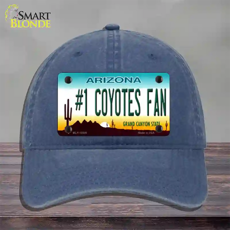 Number 1 Coyotes Fan Novelty License Plate Hat Tag Unconstructed Cotton / Navy