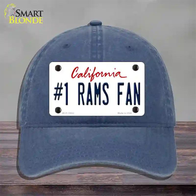 Number 1 Rams Fan Novelty License Plate Hat Tag Unconstructed Cotton / Navy