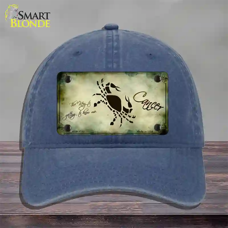 Cancer Zodiac Novelty License Plate Hat Unconstructed Cotton / Navy