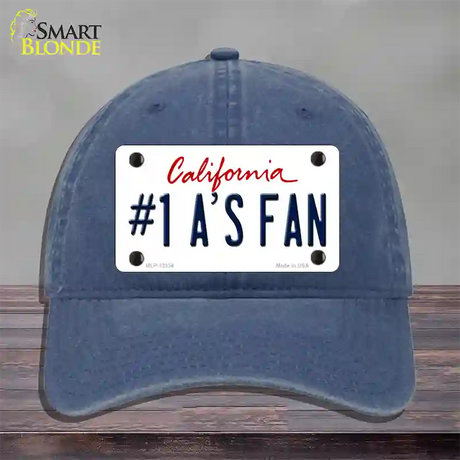 Number 1 Athletics Fan Novelty License Plate Hat Tag Unconstructed Cotton / Navy