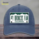 Number 1 Broncos Fan Novelty License Plate Hat Tag Unconstructed Cotton / Navy