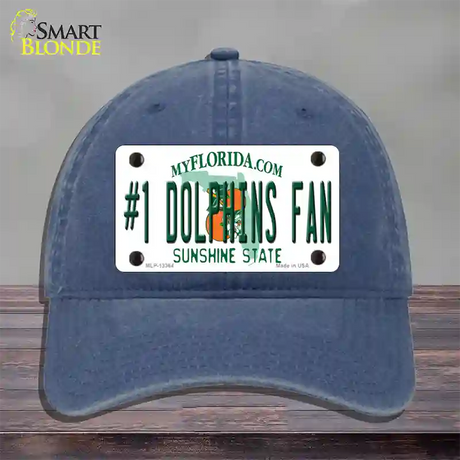 Number 1 Dolphins Fan Novelty License Plate Hat Tag Unconstructed Cotton / Navy