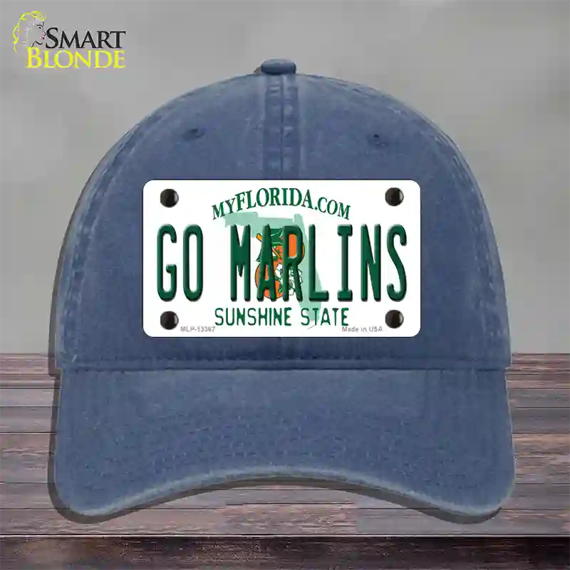 Go Marlins Novelty License Plate Hat Tag Unconstructed Cotton / Navy