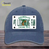 Number 1 Lightning Fan Novelty License Plate Hat Tag Unconstructed Cotton / Navy