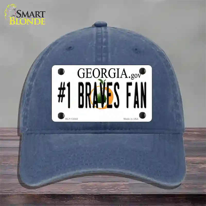 Number 1 Braves Fan Novelty License Plate Hat Tag Unconstructed Cotton / Navy