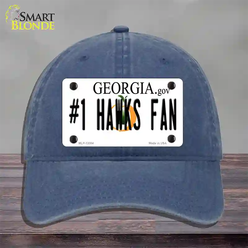 Number 1 Hawks Fan Novelty License Plate Hat Tag Unconstructed Cotton / Navy