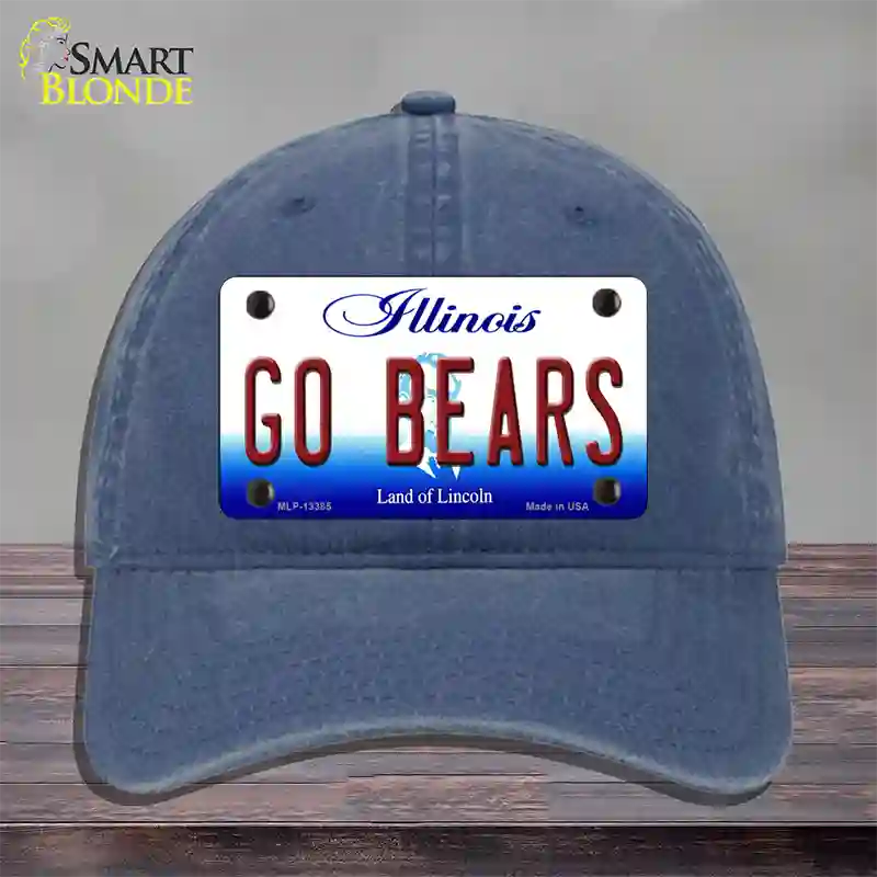 Go Bears Novelty License Plate Hat Tag Unconstructed Cotton / Navy