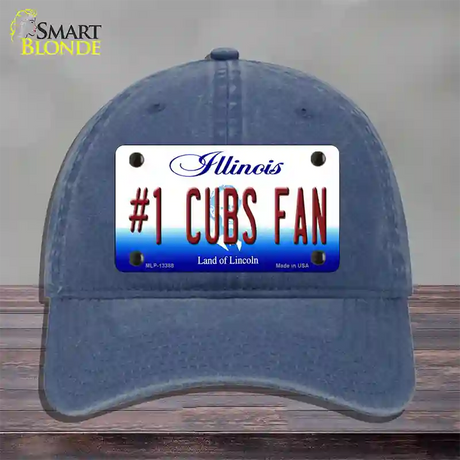 Number 1 Cubs Fan Novelty License Plate Hat Tag Unconstructed Cotton / Navy