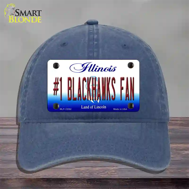 Number 1 Blackhawks Fan Novelty License Plate Hat Tag Unconstructed Cotton / Navy