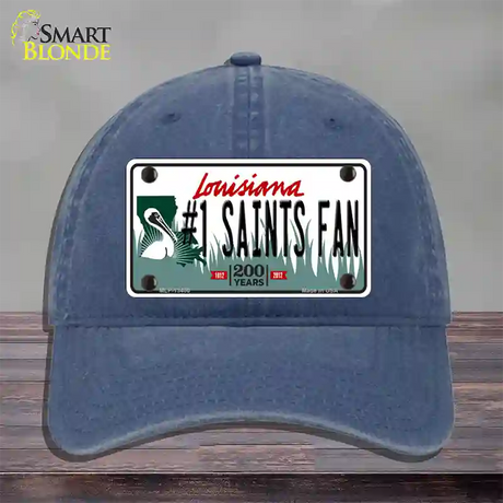 Number 1 Saints Fan Novelty License Plate Hat Tag Unconstructed Cotton / Navy