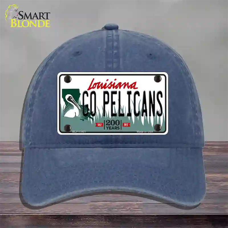 Go Pelicans Novelty License Plate Hat Tag Unconstructed Cotton / Navy